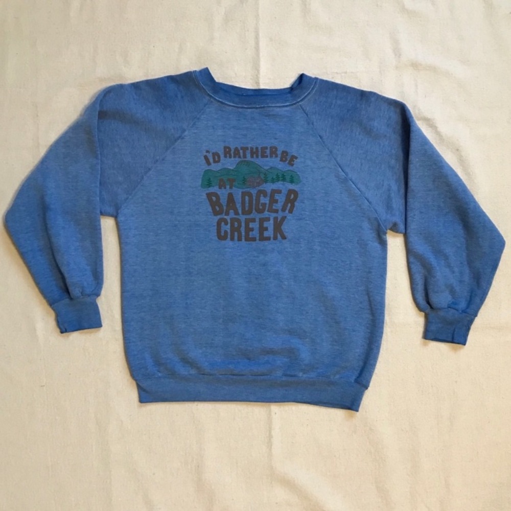 Vintage 70s Badger Creek Sweatshirt Distressed super Soft Vntg Crewneck Pullover
